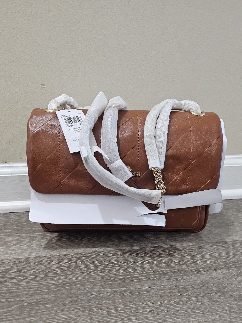 Coach Elodie  Leather Shoulder Bag in Saddle - Picture 9 of 11